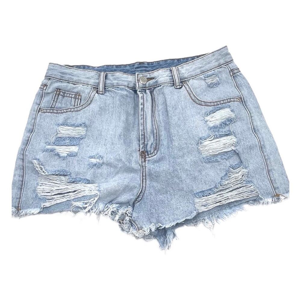 FASHION JEANS women's denim distressed shorts size LARGE